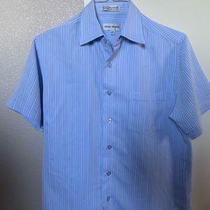 Michael Brandon Baby Blue Striped Button Up